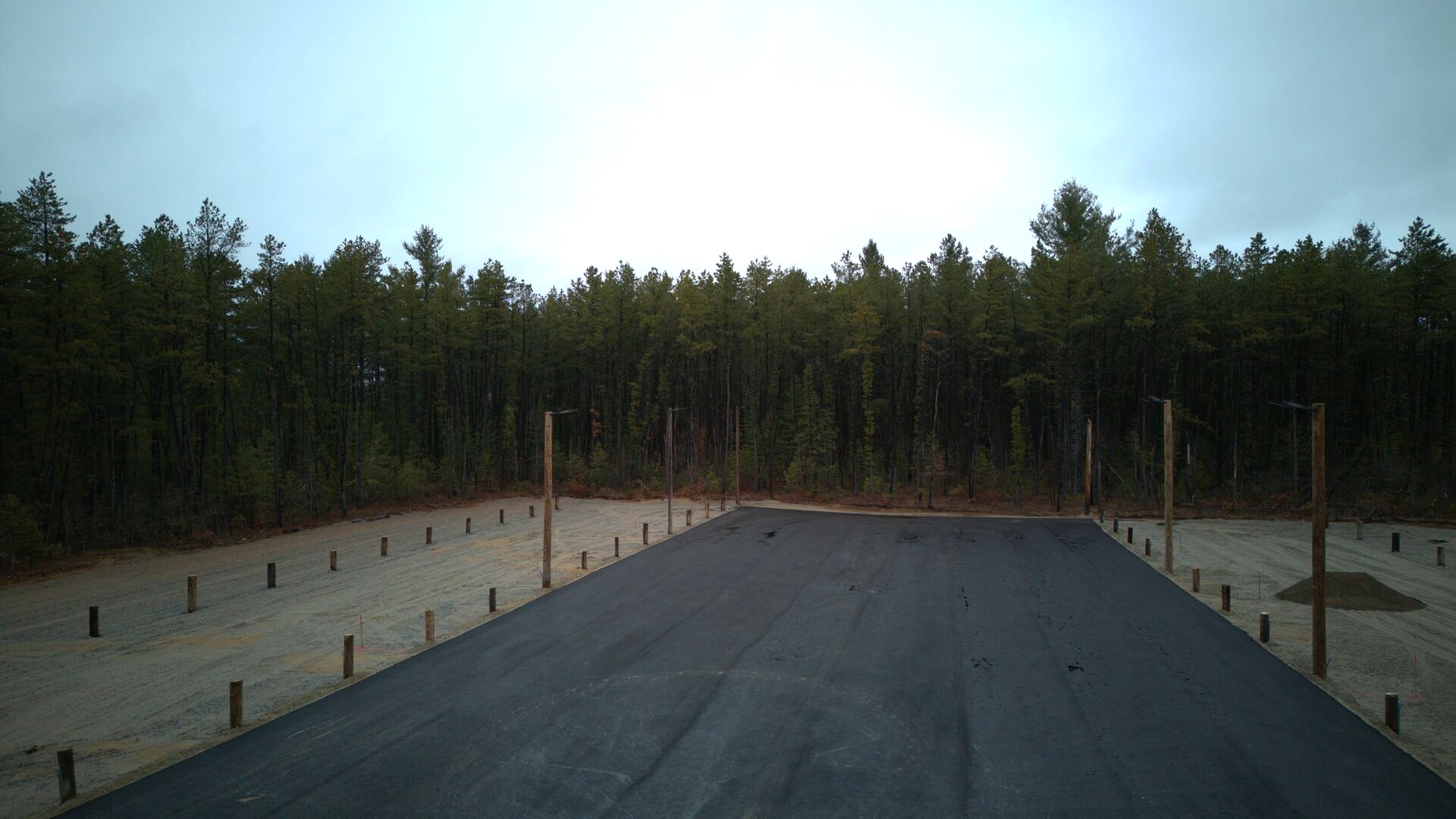 Aerial drone view of Northland Truck Parking facility showing full lot layout