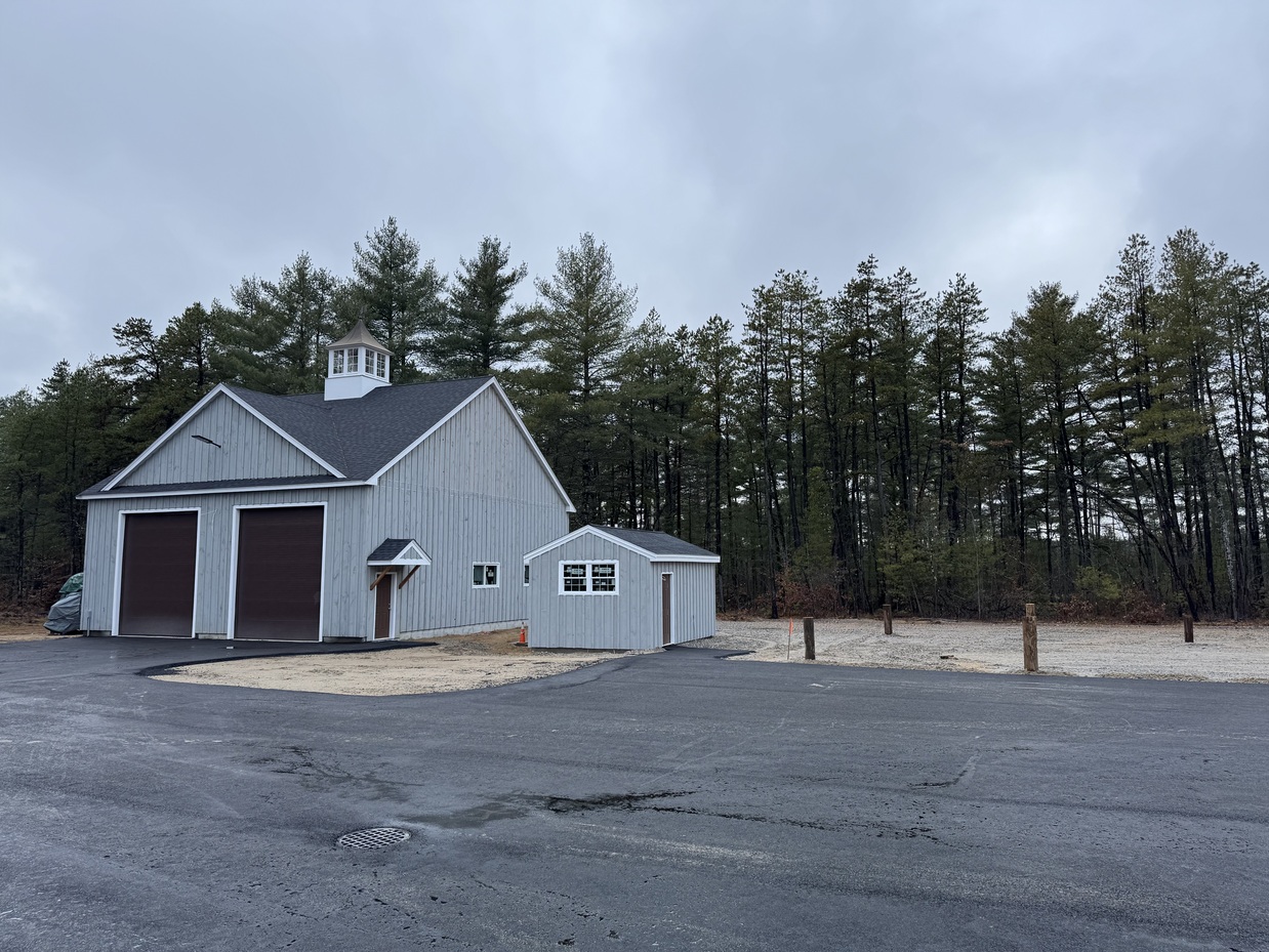 Facility building with parking area